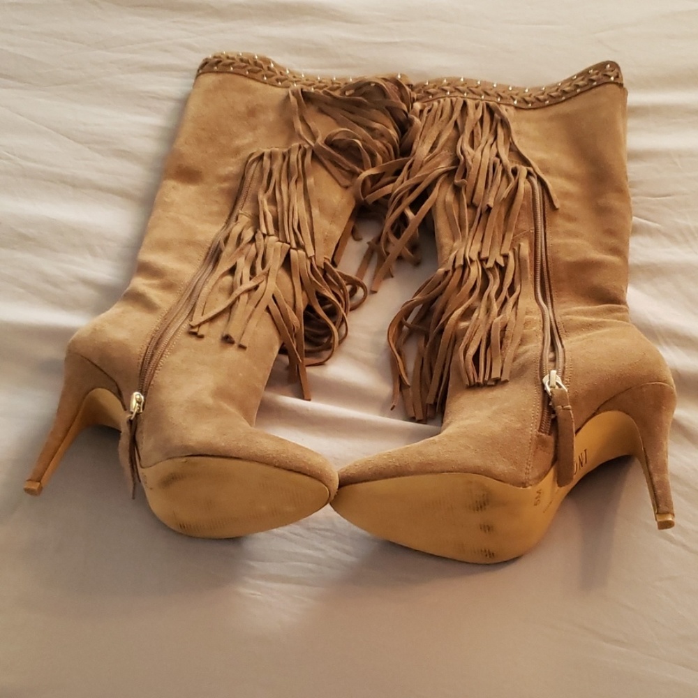 INC International Concept Suede 30Fringe Boots